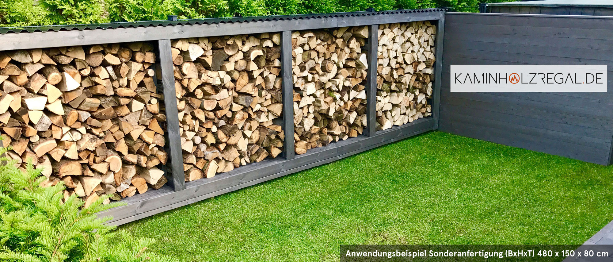 Kaminholzregal - Brennholzregal Außenbereich mit Rückwand Kaminholzregal - Brennholzregal Außenbereich mit Rückwand