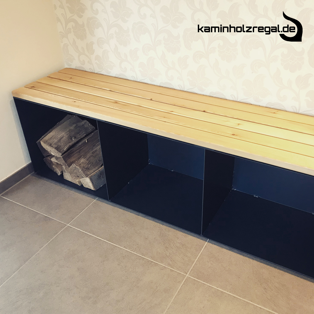 UNSERE KAMINHOLZREGAL-BANK IN ANTHRAZIT