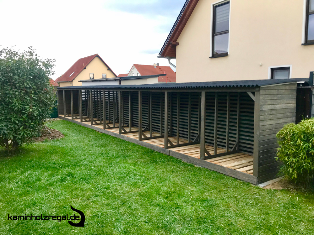 XXL KAMINHOLZREGAL 13,00M BREIT, 1,20M TIEF UND 1,80M HOCH