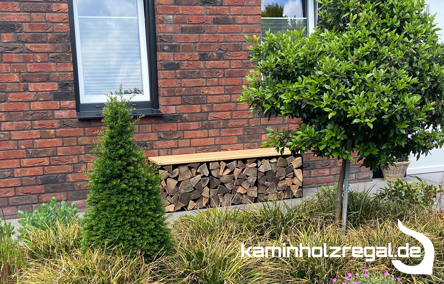 Kaminholzregal Gartenbank für Kaminholz_1